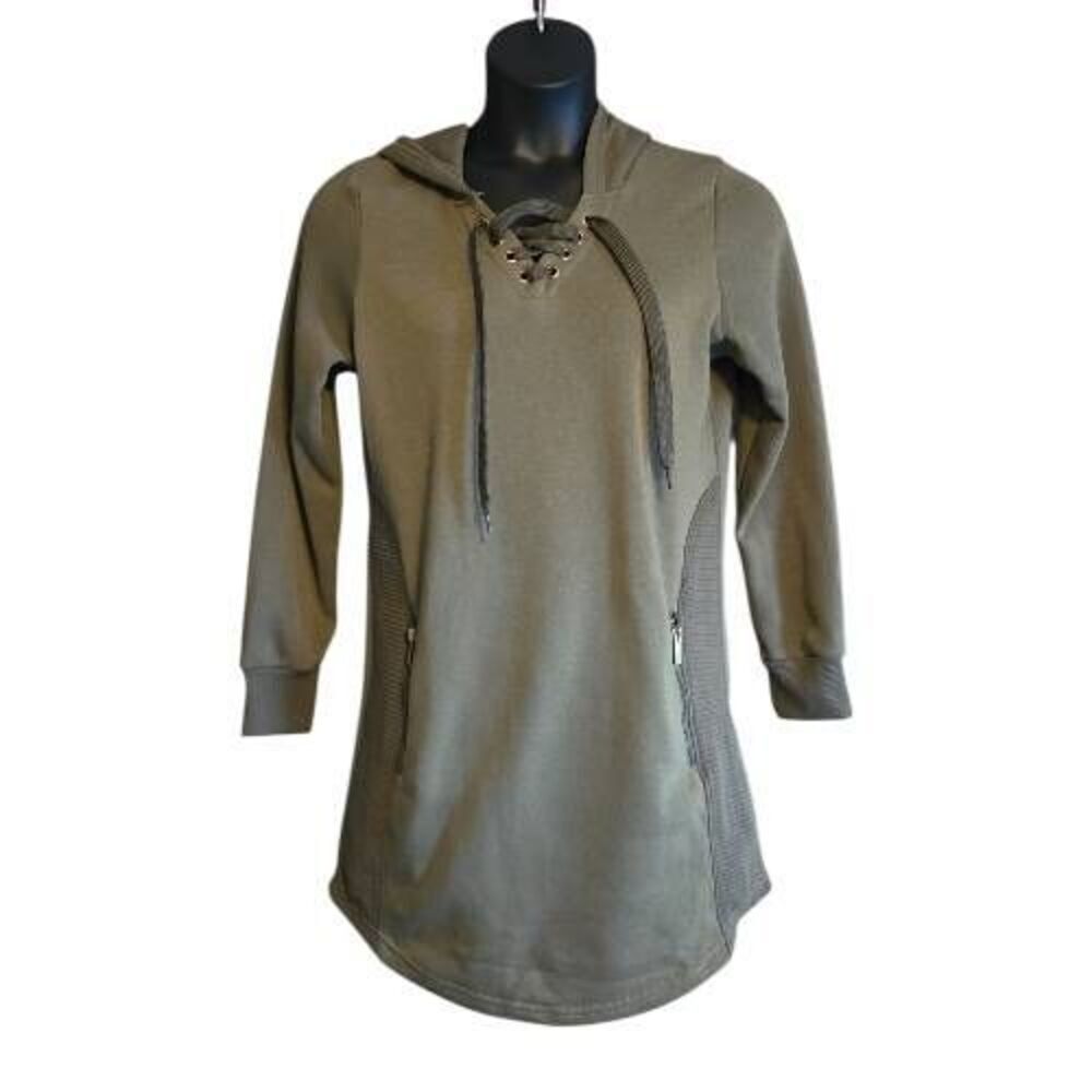 Jolie & Joy Lace up Hoodie Dress Green Size Large
